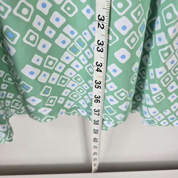 J. McLaughlin Green Geometric Print Faux Wrap Dress Catalina Cloth XS Stretch - Picture 7 of 13